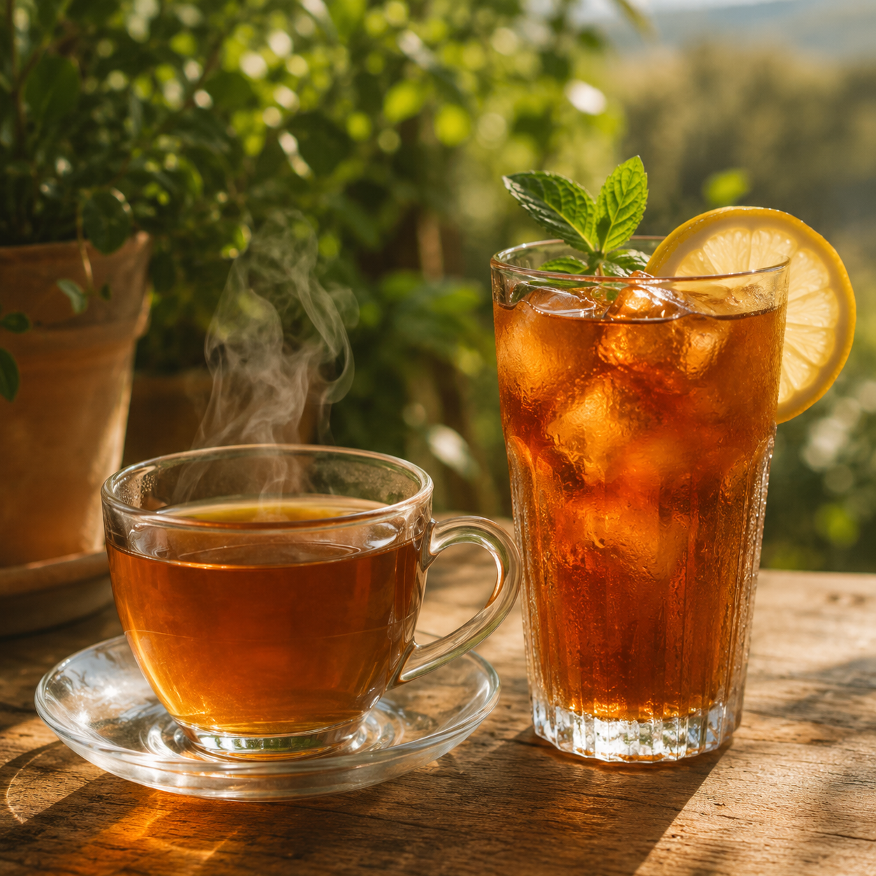 Tasse de thé et plantes naturelles